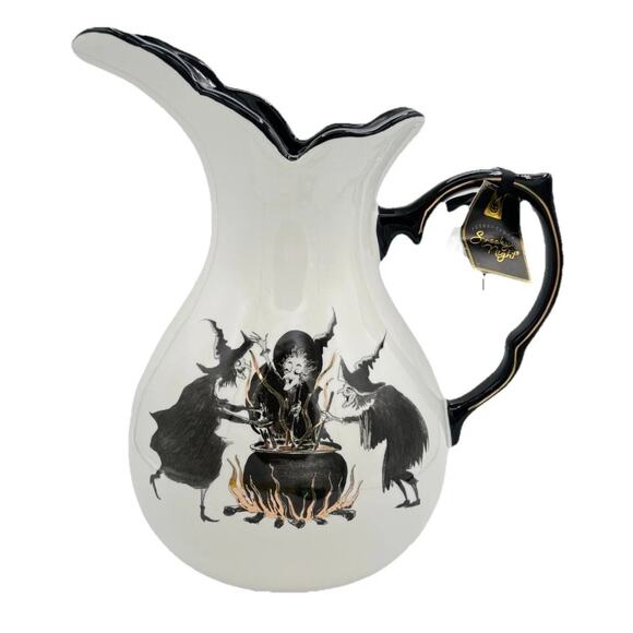 Potters Studio Witch’s Brew Halloween Pitcher 12in Flying Witch on Broom Spooky - Picture 12 of 15